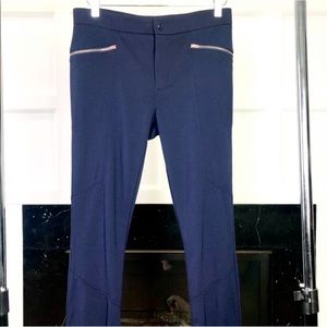 Athleta Ponte Moto Pants 2.0 Rose Gold Zipper Navy